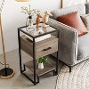 Set of 2 End Tables with Drawer, 3-Tier Storage & Tempered Glass Top, Steel Frame Side Table for Bedroom, Dorm, Easy Assembly, Brown - 4 of 4