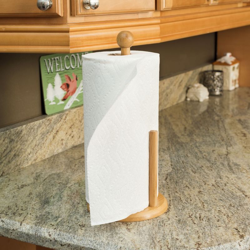 Home Basics  Easy Tear Bamboo Paper Towel Holder with Weighted Base, Natural, 4 of 5