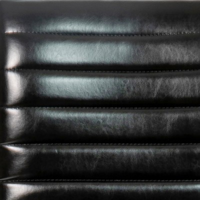 Black Vinyl Armless Ribbed Swivel Task Chair with Metal Base