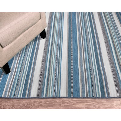 Seascape Stripe Handmade 4' x 6' Reversible Synthetic Rug