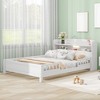 Full Size Platform Bed With Storage Shelves LED Light Headboard Guardrail Platform Bed Frame Support - 3 of 4