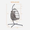 Outdoor Egg Chair, Hanging Egg Chair With Standing Seat, Armrest Cushion, Backrest, Metal Frame, Garden Rattan Egg Swing Chair, Light Gray - 3 of 4