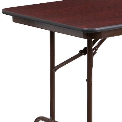 Elegant 72" Mahogany Laminate Folding Banquet Table with Metal Frame