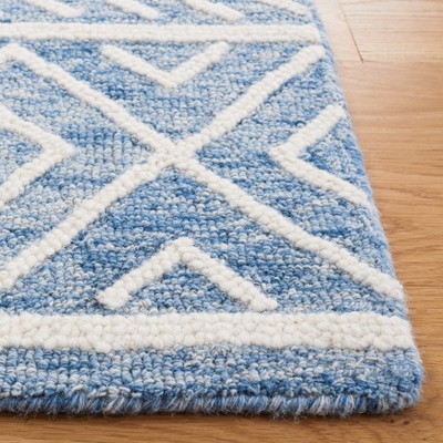 Hand-Tufted Blue and Ivory Wool Rectangular Area Rug, 3' x 5'