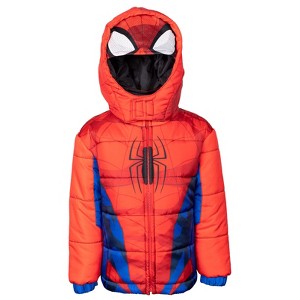 Marvel Avengers Spider-Man Hulk Black Panther Captain America Zip Up Winter Coat Puffer Jacket Toddler to Big Kid - 1 of 4