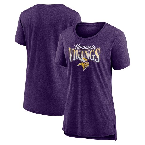 Nfl Minnesota Vikings Women s Heather Short Sleeve Scoop Neck Tri blend T shirt Target