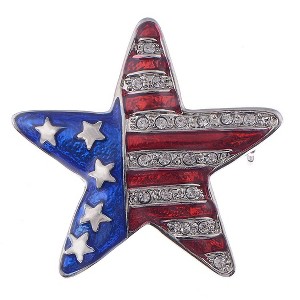 Anna-Kaci Crystal Rhinestone 4th of July American USA Flag Patriotic Pin Brooch - 1 of 4