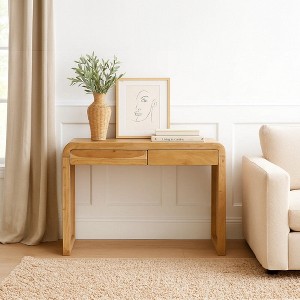 Royal Hampton Console Table | 43" Wide Top | Handcrafted Natural Acacia Wood | Dual Drawer Storage - 1 of 4