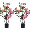 2Pcs Faux Peony Flower Tree, 28in Tall Fake Blooming Tree in Pot Artificial Plants & Flowers for Front Door Outdoor Indoor Office Decoration - 3 of 4