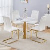 5-Piece Dining Set with Marble Pattern Round Table and 4 PU Armless Chairs - 2 of 4