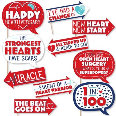 Big Dot of Happiness Happy Heartiversary - CHD Awareness Photo Booth Props Kit - 10 Piece