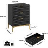 Modern 3-Drawer Nightstand Dresser – White Bedside Table with Honeycomb Panels & Gold Metal Frame - 2 of 4