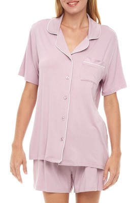 Adr Classic Knit Pajamas Set With Pockets, Short Sleeves