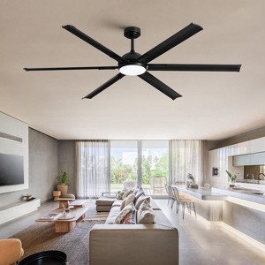 Siljoy 72 Inch Large Ceiling Fan with 6 Aluminum Blades, 6-Speed, 3-CCT, Turbo DC Motor, Remote Black Ceiling Fan for Living Room - 1 of 4