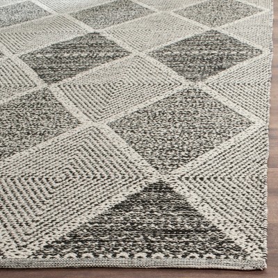 Montauk Black and Beige Handwoven Cotton Wool Area Rug