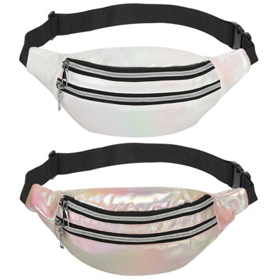 Unique Bargains 80s Women's Adjustable Strap Waterproof Ample Storage Fanny Pack 2 Pcs