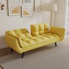 74'' Velvet 2-Seater Sofa with 2 Armrests, Adjustable Backrest, Plastic Legs and Convertible Bed - 2 of 4