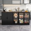 FUFU&GAGA Multi-Functional Kitchen Pantry Storage Cabinet,3 Color Light Adjustment,Kitchen Display Unit with Glass Door,Home Kitchen Solution - 4 of 4