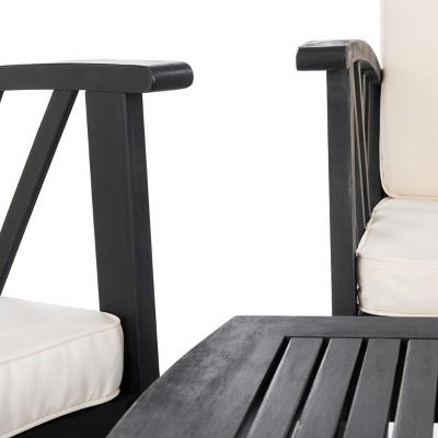 Fontana Black and Beige 4-Piece Acacia Wood Outdoor Set