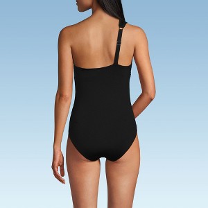Lands' End Womens Chlorine Resistant Shirred One Shoulder One Piece Swimsuit Removable Adjustable Strap - 1 of 4