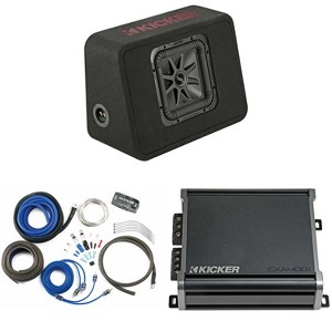 Kicker 45TL7R102 Single 10" L7R Truck Loaded Vented Enclosure - 500 Watts RMS W/ CXA400.1 Amp, Wiring Kit Bundle - 1 of 4
