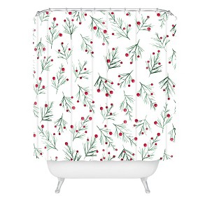 Gabriela Fuente Winterwonder Shower Curtain White - Deny Designs: Botanical Pattern, Polyester Microfiber, Machine Washable - 1 of 4