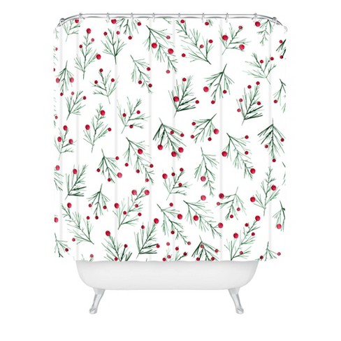 Gabriela Fuente Winterwonder Shower Curtain White - Deny Designs: Botanical Pattern, Polyester Microfiber, Machine Washable - image 1 of 4