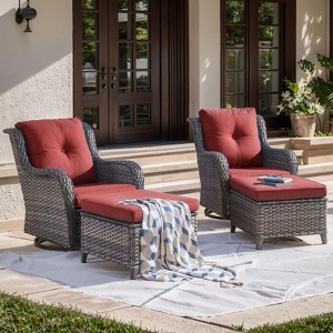 Gymojoy Outdoor Swivel Chair with Ottoman High Back Glider Chair with Soft Cushion - 1 of 4