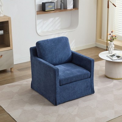 Okak 360° Swivel Accent Arm Chair with Removable Back Cushion,Modern Chenille Fabric Lounge Chair for Living Room,Nursery,Office,Bedroom