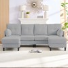 Mjkone Corduroy U-Shape Modular Convertible Sectional Sofa Couch,Upholstered 4-Seater Sofa with Movable Ottoman - 3 of 4