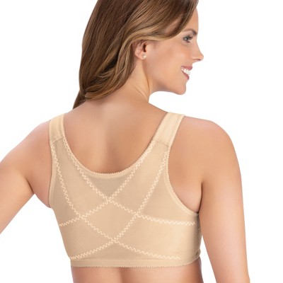 Collections Etc Full-Coverage Posture Support Wireless Lace Bra 34B Beige