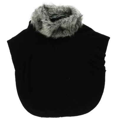 Style & Co. Womens Dolman Faux Fur Poncho Sweater