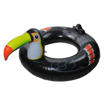 Pool Central 52" Giant Inflatable 1-Person Toucan Pool Ring Float - Black/Yellow