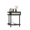Alilang 31.88 Inch Black Half-Moon Console Table with Cane Front Drawers and Lower Shelf-Black - 3 of 4