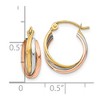 Black Bow Jewelry 5mm Triple Crossover Hoops in 10k Tri-Color Gold, 14mm (9/16 Inch) - 2 of 3