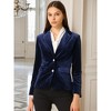 INSPIRE CHIC Women's Notched Lapel Vintage Office Button Front Velvet Blazer - 2 of 4