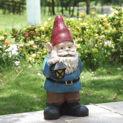 18" Magnesium Oxide Gnome Holding a Lantern Outdoor Statue - Hi-Line Gift