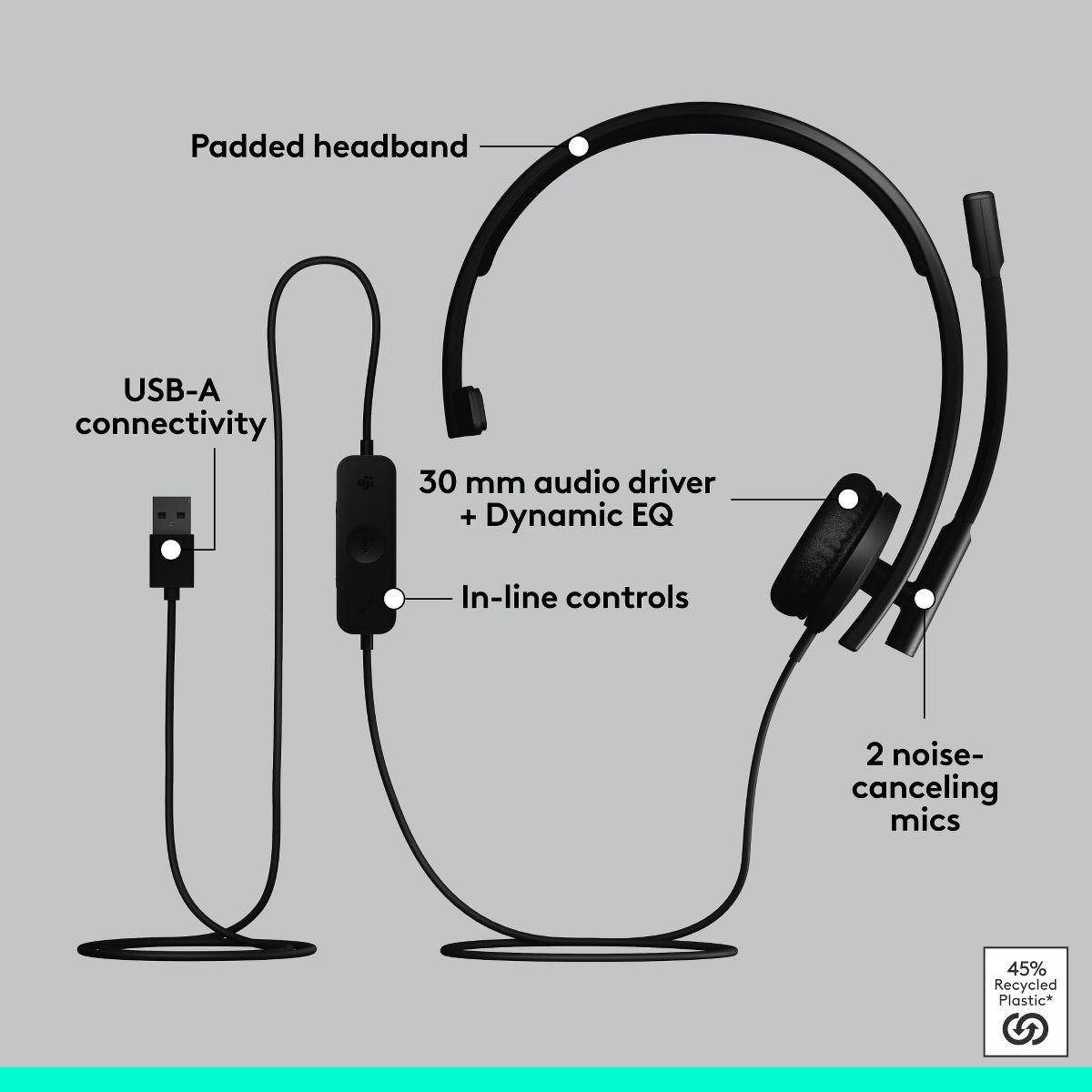 Logitech H570e USB Headset with Microphone for PC and Mac - thumbnail 6