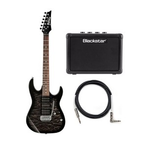 Ibanez GRX70QA Right-Hand Electric Guitar (Transparent Black Sunburst) Bundle - 1 of 3
