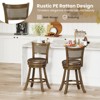 Tangkula Set of 2 Bar Stools 25" Swivel Bar Chairs w/ PE Rattan Backrest Counter Height - 4 of 4