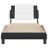 vidaXL Bed Frame with Headboard Platform Base Bedroom Furniture Faux Leather - Black and White Twin - 3 of 4