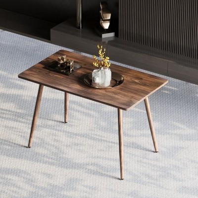 CENGHU Modern Minimalist Rectangular Dining Table for 6, 47" MDF Wood Color Dining Table with Metal Legs, Office Desk, Kitchen Table for Home