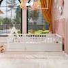 VYNXARIA White Wooden Floor Bed Frame Full Size with Ultra - High Safety Barrier and Door, Ideal for Children's Rooms and Bedrooms - 2 of 4