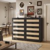 Tall Rattan Dresser with 5 Drawers,Wooden Spacious Storage Chest of Drawers with Wide Top,Handles - 4 of 4