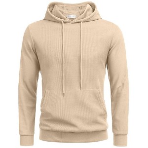 COOFANDY Men's Hooded Sweatshirts Long Sleeve Casual Pullover Hoodie Waffle Knit Sweatshirt with Pocket - 1 of 4