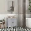 Yukimo 23.5" Gray Bathroom Vanity, Pedestal Sink Cabinet with U-Shaped Cut-out and Adjustable Shelf - 2 of 4