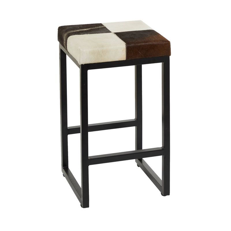 Industrial Cowhide and Metal Counter Height Barstool Gray - Olivia &#38; May, 5 of 22