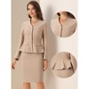 INSPIRE CHIC Women's Long Sleeve Collarless Peplum Blazer and Pencil Skirts Suit Set 2 Pcs - 2 of 4