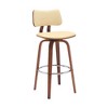 HomeRoots 30" Cream And Wood Brown Faux Leather Swivel Low Back Bar Height Bar Chair - 4 of 4