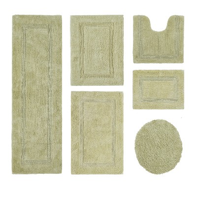 Lux Premium 100% Cotton Tufted Solid Reversible 6 PC Bath Rug Set – Ultra-Soft, Water-Absorbent, Durable, Machine Washable Bathroom Rug